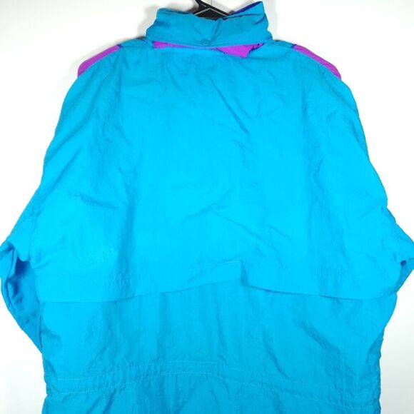 Reebok Men's VTG Medium Blue 1/4 Zip Nylon Hooded Windbreaker Pullover Jacket - Picture 6 of 9